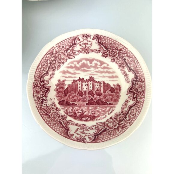 Royal Swan Historic Castle Bundle of 3 Bowls Saucer Red Transferware VTG England - Picture 3 of 16
